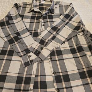LuLaRoe Abigail Button-Up Shirt – Women’s 3XL – Black & Cream Plaid – Side Pocke